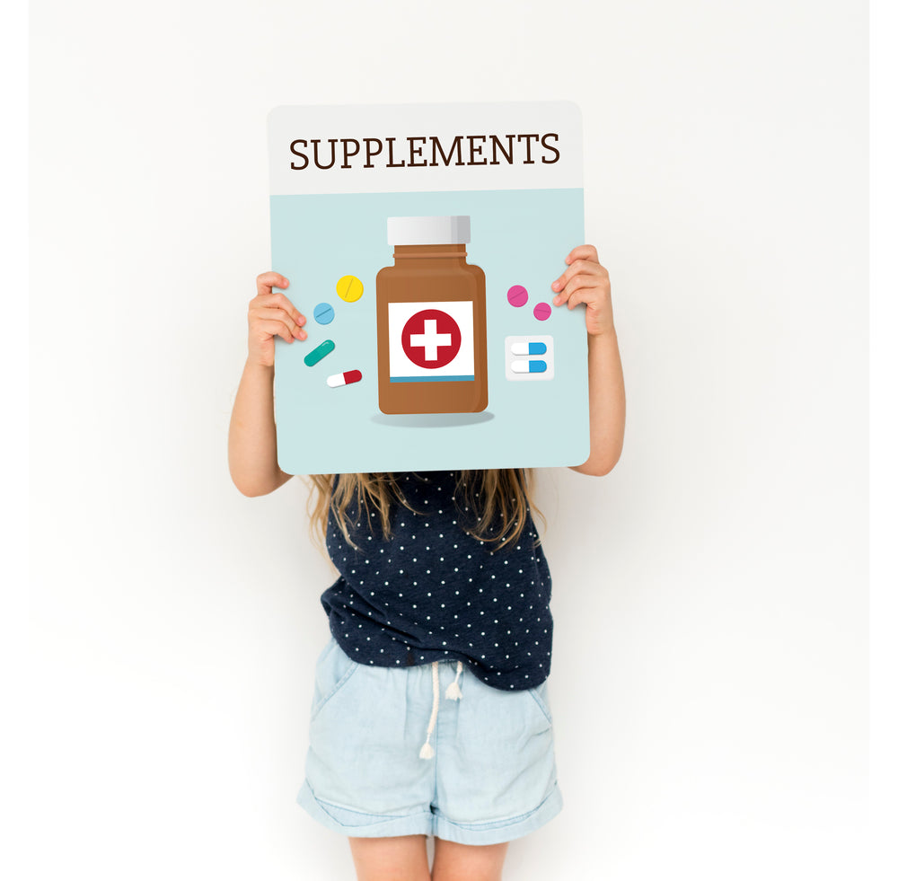 Image of various supplements with the title 'Are Supplements Suitable for Children?' on the fullynutrition.com blog post discussing the safety and effectiveness of supplements for children. | Fully Nutrition