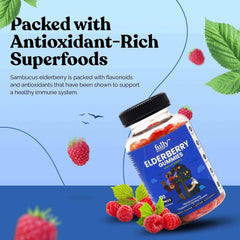 Fully Nutritious Elderberry gummies packed with antioxidant-rich superfoods, Sambucus elderberry is packed with flavonoids and antioxidants providing a boost to your daily wellness routine.