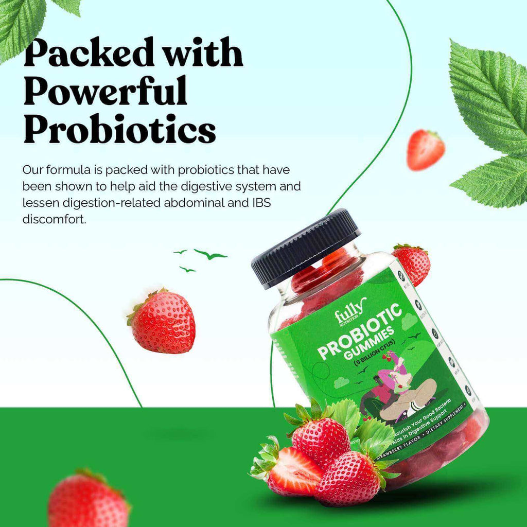 Fully Nutritious Probiotic gummies, packed with powerful probiotics to support a healthy gut and immune system