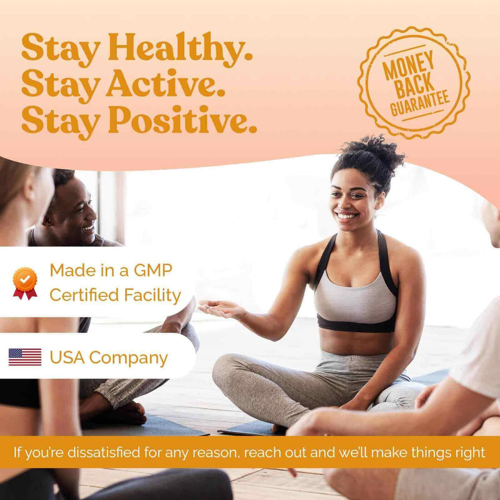 Stay healthy, active and positive with our Turmeric gummies. Made in a GMP certified facility by a USA company, our gummies come with a money-back guarantee. If you're not satisfied for any reason, contact us and we'll make things right.